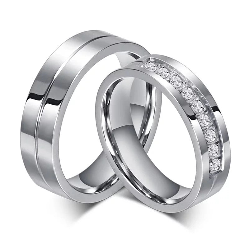 Silver Plated Stainless Steel Couples Ring Set – Karen Mijoluf