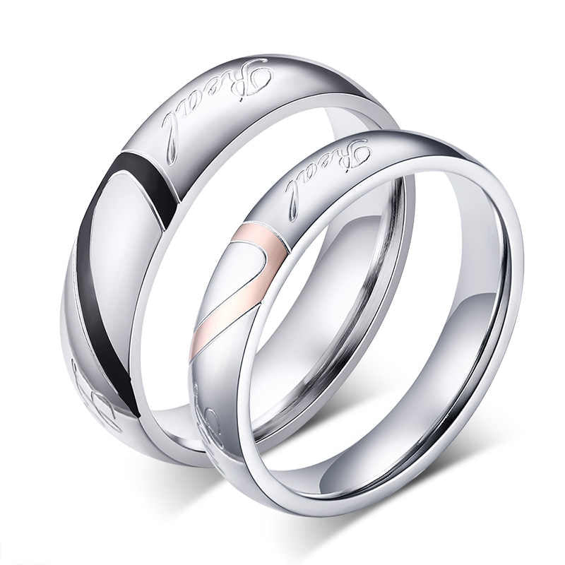 Real Love' Stainless Steel Couples Rings Set